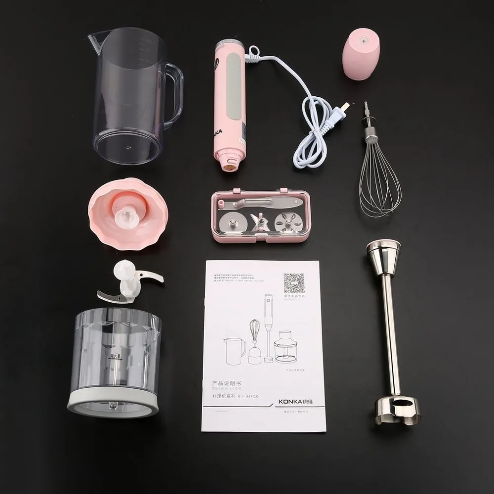 KONKA Powerful 220V 300W Immersion Hand Blender Mixer Set Variable Speed Control Multifunctional Food Processor KJ-JH308 Gifts | Бытовая