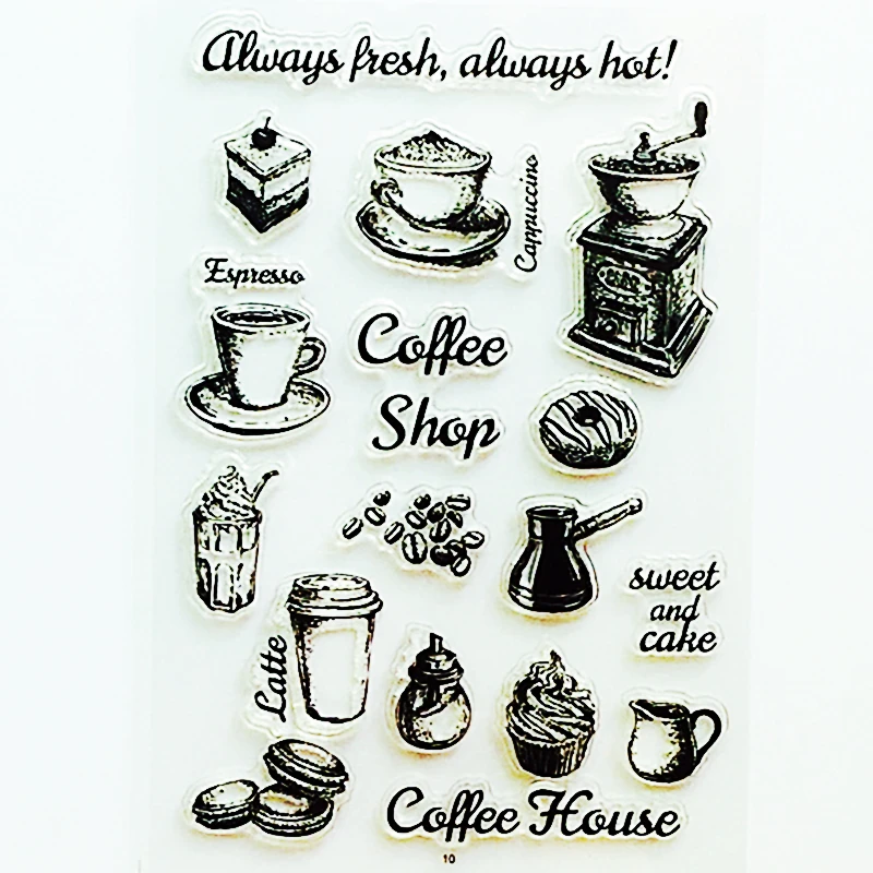 

YLCS326 Coffee Silicone Clear Stamps For Scrapbooking DIY Photo Album Cards Decoration Transparent Stamp Craft Clear Stamp Tools
