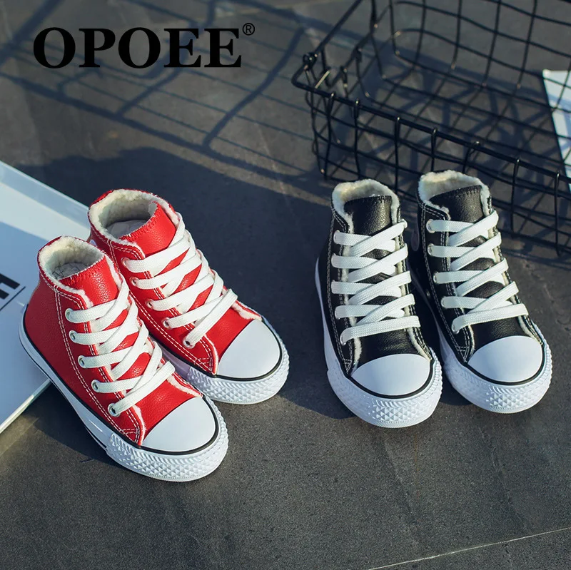 OPOEE/брендовые Детские кроссовки с высоким берцем хлопковая обувь для мальчиков и