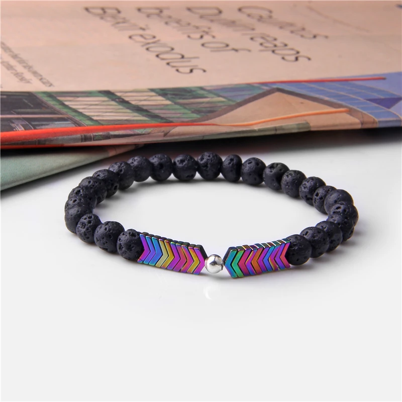 Модные мужские браслеты из лавового камня с распылителем эфирного масла браслет