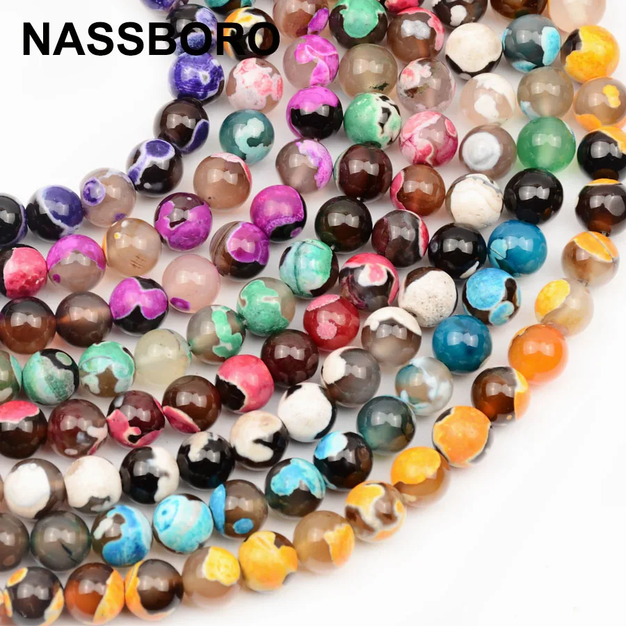 Бусы из камня Агата в полоску круглые бусины россыпью с отверстием для