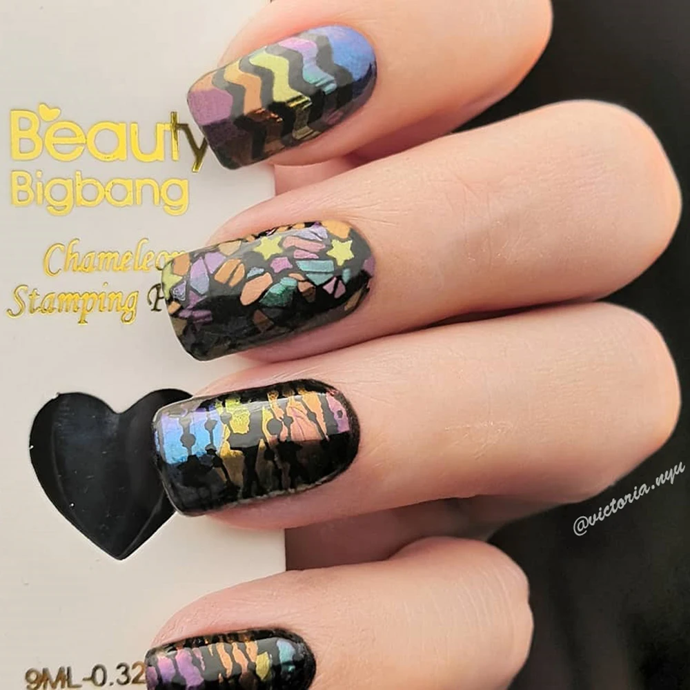 BEAUTYBIGBANG 9 мл Хамелеон стемпинг ногтей покрытие красочные дизайн ногтей пластины печать лак для ногтей