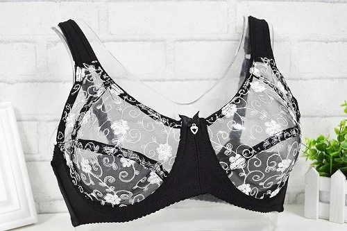 Ladies Secret, новинка, бюстгальтер, сексуальный, для женщин, большой размер, нижнее белье, без косточек, с цветами, на каждый день, бюстгальтер A, B, C, D, DD, E, F, 34-44, подарок для девочки - Цвет: Черный