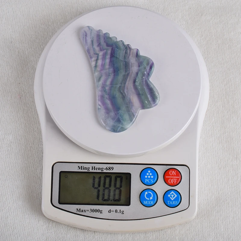 Цветной гребень с бабочкой, флюорит Gua Sha, инструмент из натурального камня, инструмент для ухода за здоровьем, спа, иглоукалывание, выскабливание, массажная головка, красота лица