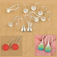 fast shipping wholesale 20pcs lot findings bright 925 sterling silver earring bail trumpet hook ear wires for swa crystal