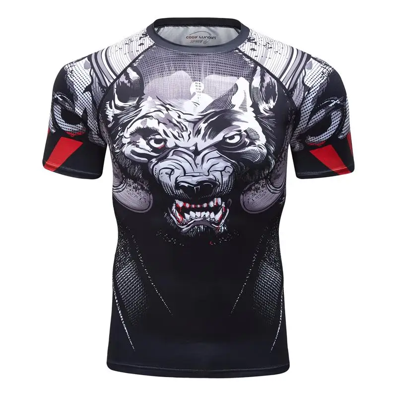 UFC бразильский джиу-джитсу MMA запускает 3D боди Кросс-Фит Рашгард компрессионная Рашгард рубашка мужская VS PK Спортивная футболка - Цвет: Бежевый