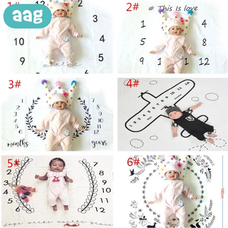 AAG Baby Milestone одеяло новорожденный ежемесячный юбилей фотографии Опора одеяла для заднего фона снимать аксессуары Конверт одеяло