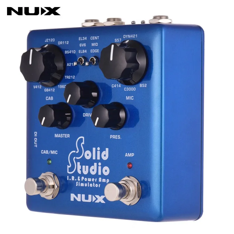 NUX Solid Studio IR power Amp Simulator гитара Мульти педаль эффектов двойной ножной переключатель Встроенный 8 шкаф 8 микрофон True Bypass