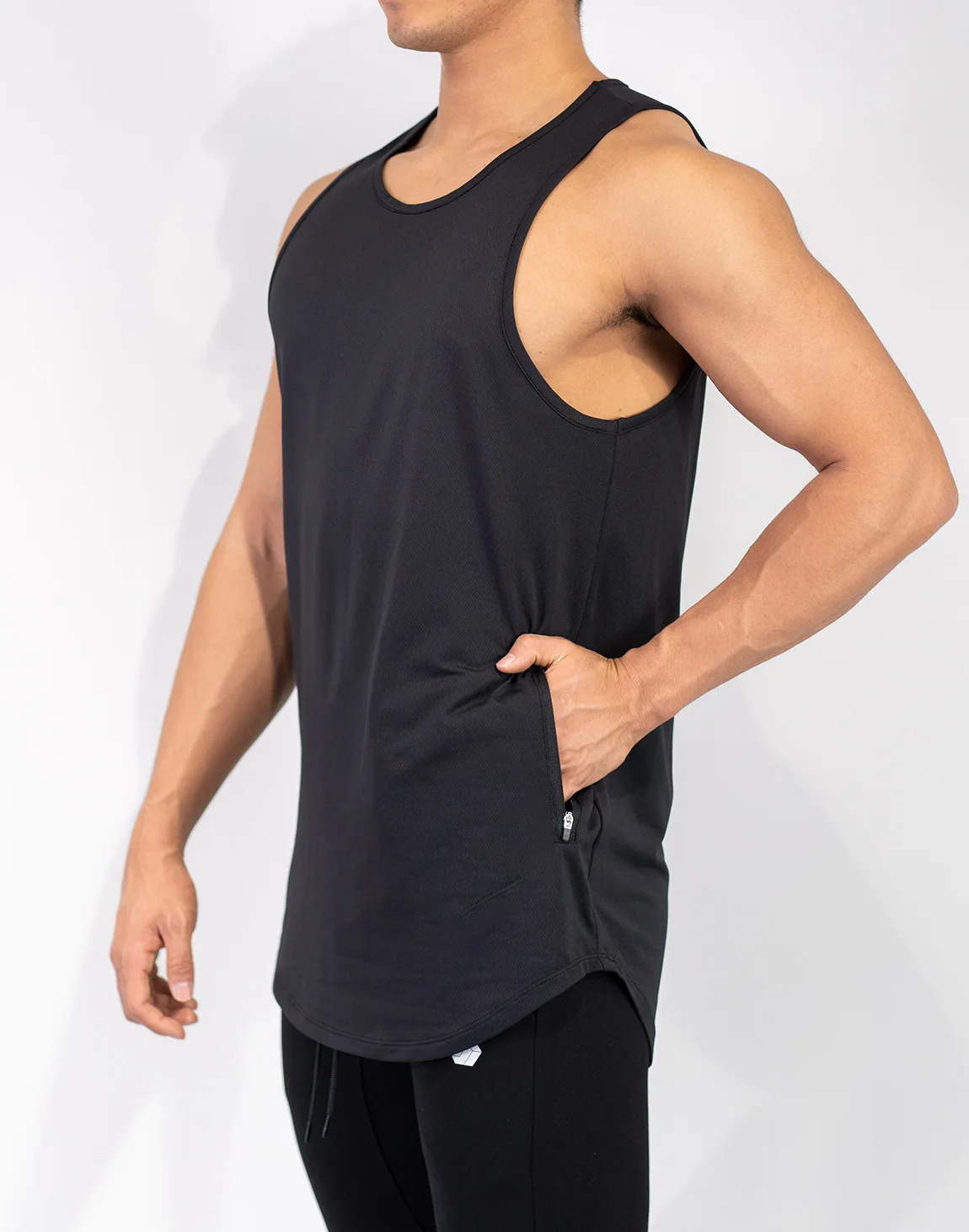 Майка мужская с карманами хлопок рубашка для фитнеса воркаута бодибилдинга