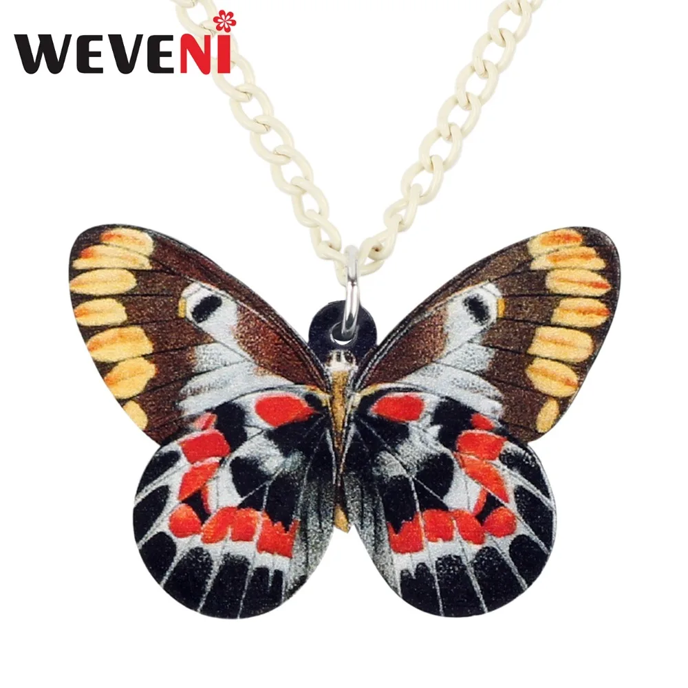WEVENI акриловая тропическая пятнистая подвеска ожерелья в виде бабочки цепочка