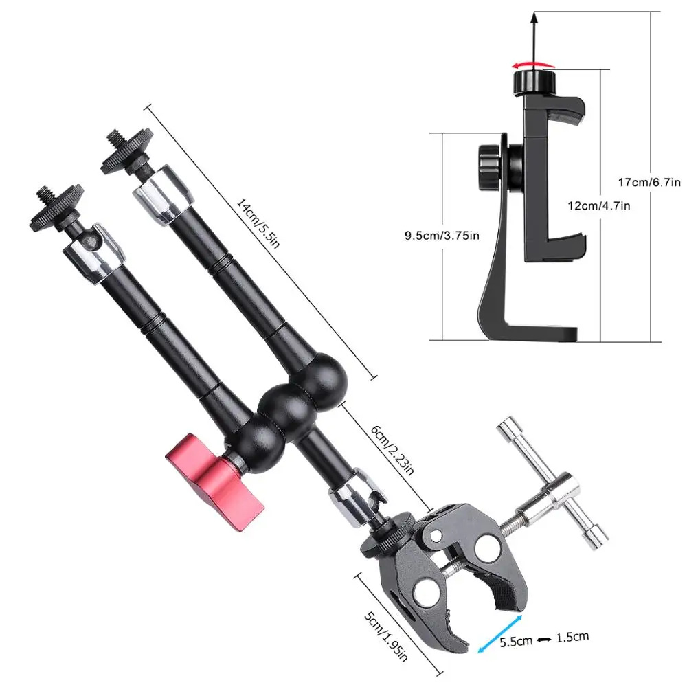 Регулируемый шарнирный фрикционный держатель 3 Magic Arm для камеры зажим Крепление
