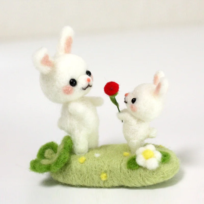 Lovely Rabbit Wool Felt Poked Adult Handmade DIY Material Bag Non-finished Decoration New Year Gift | Дом и сад