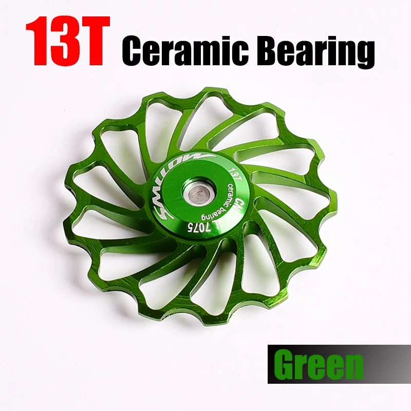 13T Green 11 T MTB керамический подшипник опорный ролик шкив 13 T задний переключатель передач велосипедный шкив 4 мм 5 мм 6 мм велосипед направляющий шкив колеса - Цвет: 13T Green