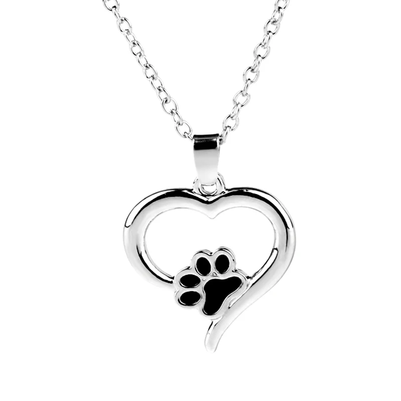 

Pet Memorial Jewelry Always in my Heart Dog Cat Foot Pet Paw Prints Heart Pet Lover Pendant Necklace Animal Keepsake Charms