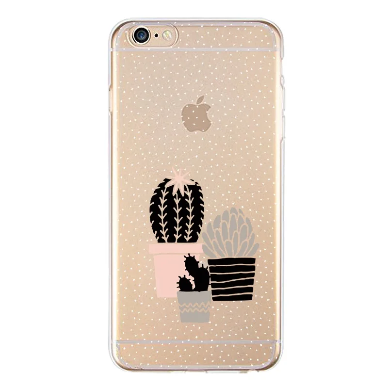Cactus Soft Clear TPU Phone Case For iPhone 4/4s 5 5s 6 6plus 7 8plus x Silicone Fox Cat Printed Cover Free Shipping | Мобильные