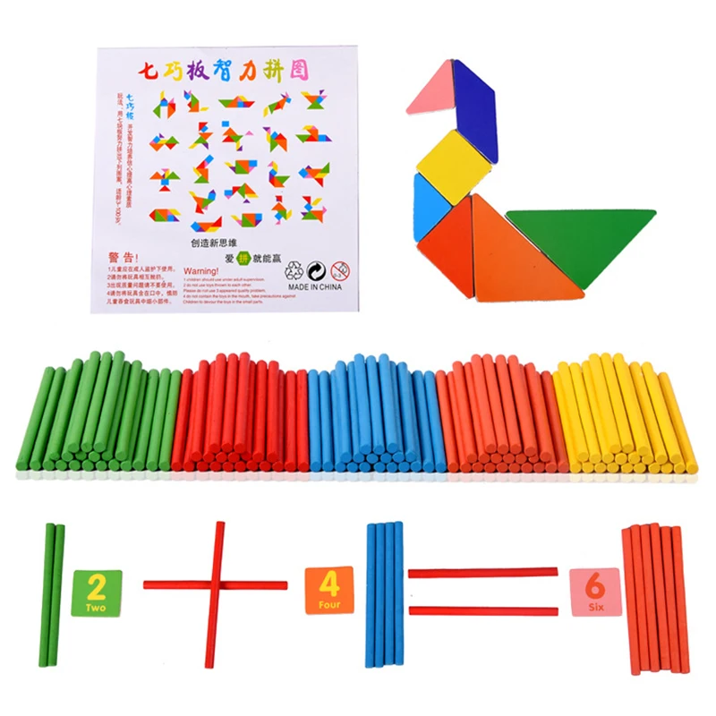 Tangram Wooden children early education with numbers computing box children's thinking Rod educational | Игрушки и хобби