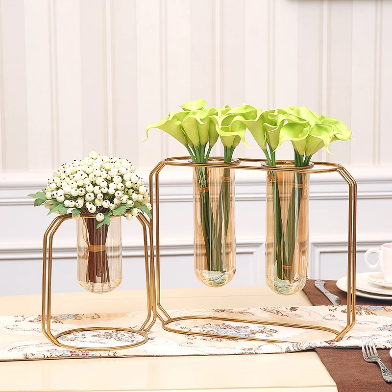Золотые вазы для цветов стеклянные водяной ванны домашний декор творческий