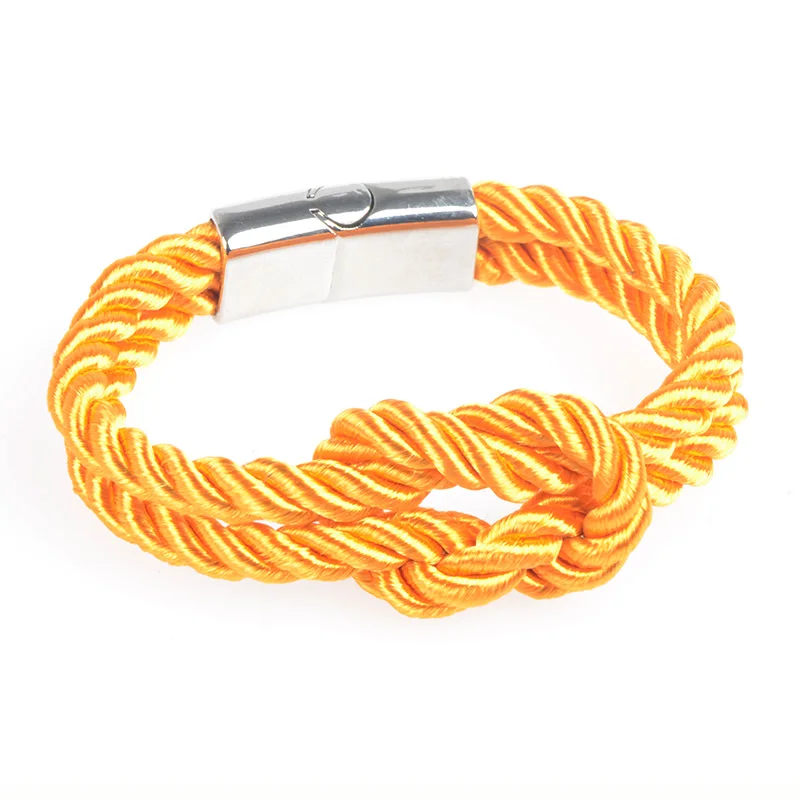 orange Chanfar Модная красочная плетеная веревка цепь Магнитная застежка узел браслеты и браслеты для женщин мужчин ювелирные изделия выбор цвета - Окраска металла: orange