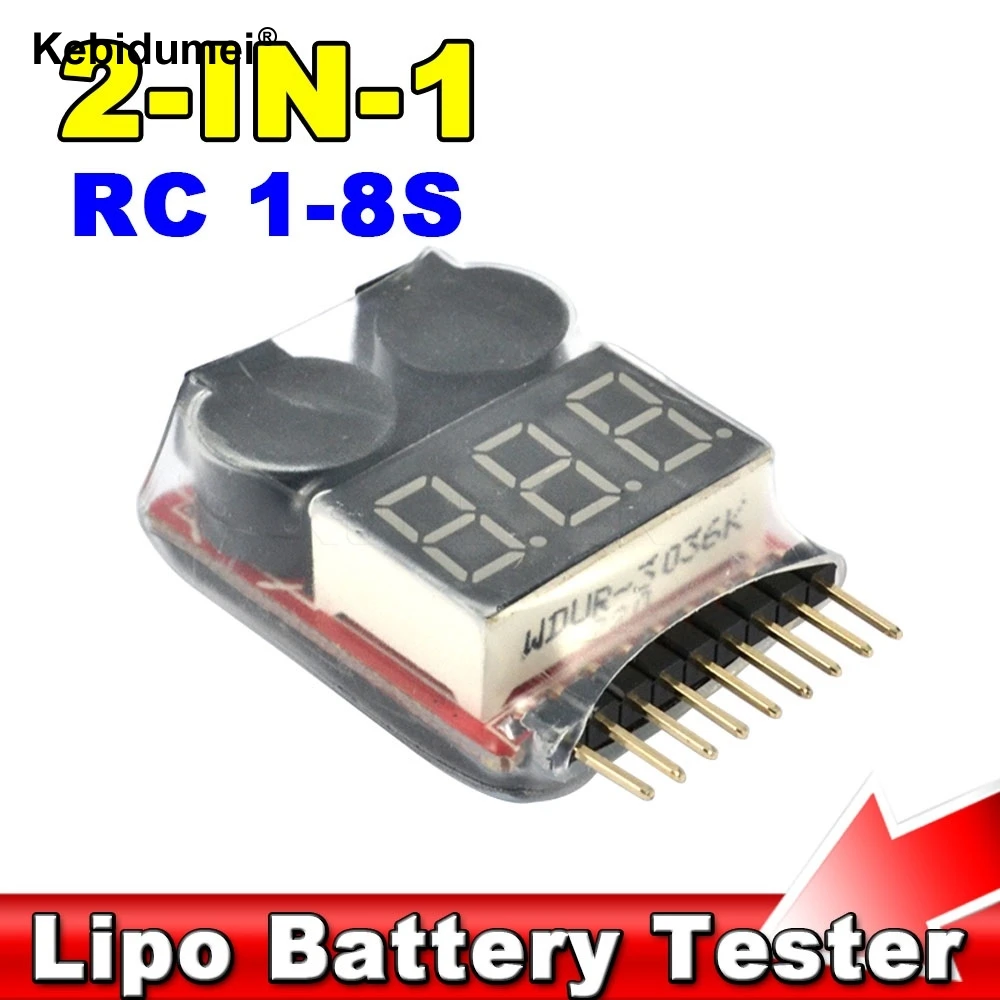 1 шт. 1-8 с индикатор RC Lipo Li-ion батарея тестер 2in1 низкого напряжения Звуковой сигнал