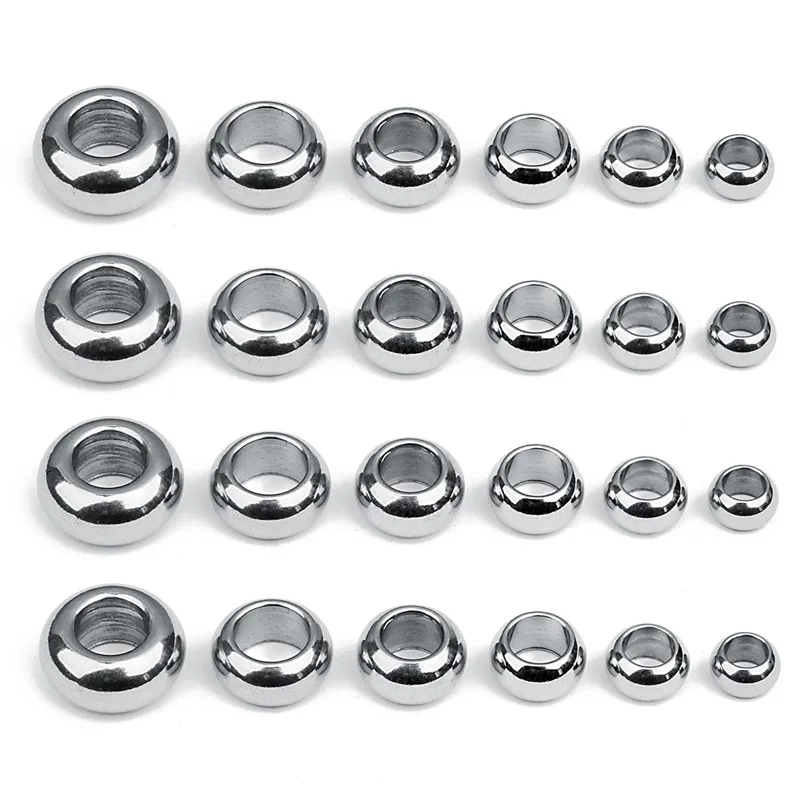 

LINSOIR 20pcs/lot Stainless Steel Large Big Hole Beads for Jewelry Making Round Metal Spacer Beads Bracelets Necklace Findings