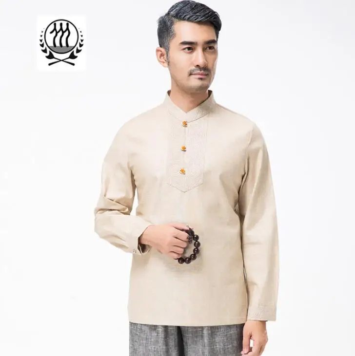 

Cotton linen middle-aged Chinese tunic suit man flax jacket men blazer coats mens vintage suit Chinese style long sleeve spring