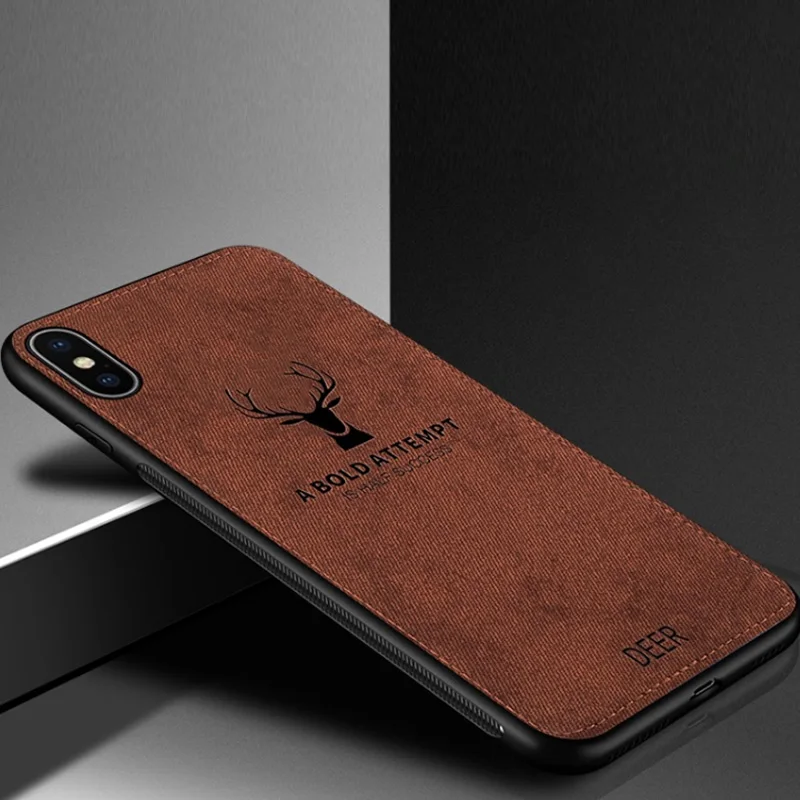 E Тканевый чехол для телефона с лосем для iPhone XS Max SX XR чехол для iPhone 7 8X6 6S Plus тканевый чехол для телефона задняя крышка - Цвет: E