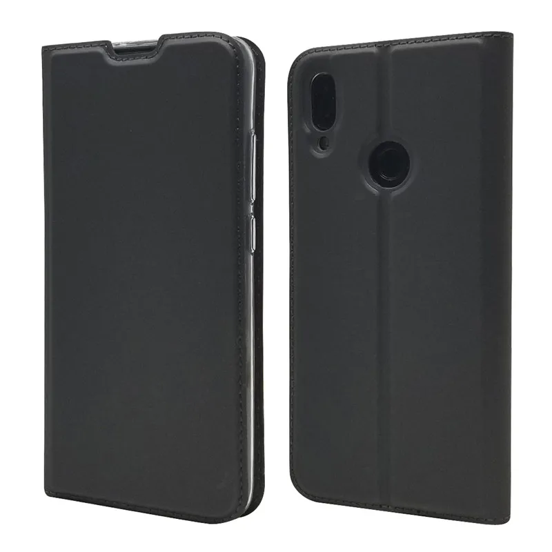 Роскошный тонкий кожаный чехол-книжка для Xiaomi Redmi Note 7, чехол-кошелек, Стильный чехол с подставкой для карт, Магнитный чехол-книжка s для Xiaomi RedMi Note7 - Цвет: Black