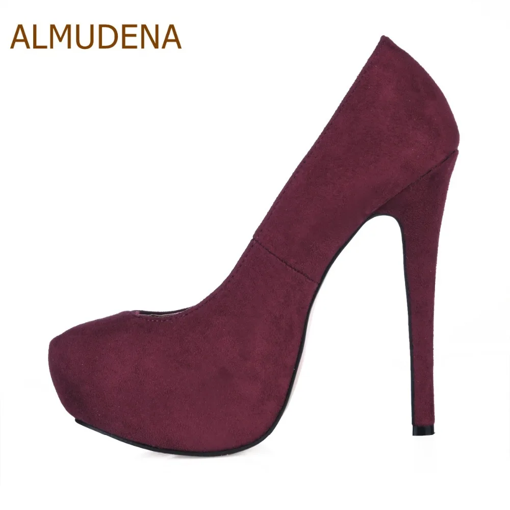 ALMUDENA/Новое поступление замшевые модельные туфли лодочки на платформе цвет