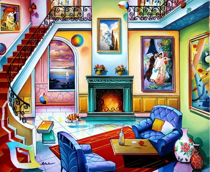 Современные картины ручной работы красочный и роскошный живой romm на масляном