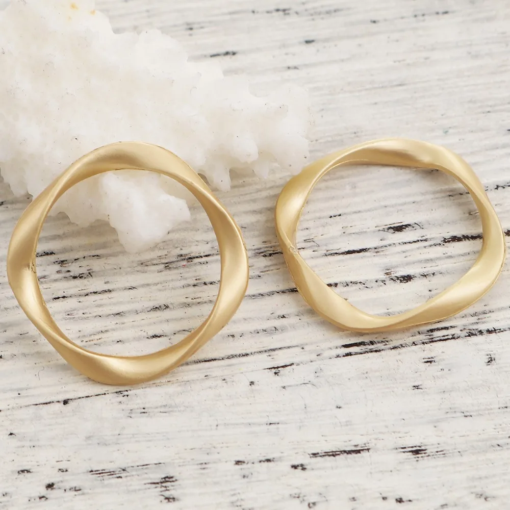 Doreen Box Zinc Based Alloy Connectors Irregular Matt Gold Circle Ring Jewelry Accessories Findings 25mm(1&quot) x 5 PCs | Украшения и