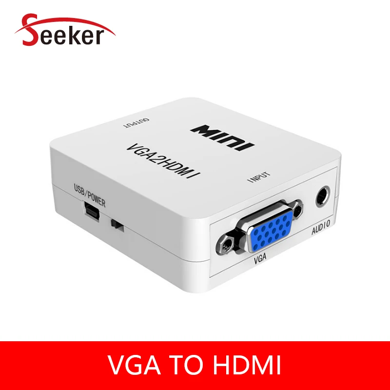 10pcs/lot Mini VGA2HDMI 1080P Adapter Connector VGA to HDMI Converter With Audio For Projector PC Laptop to HDTV With Package
