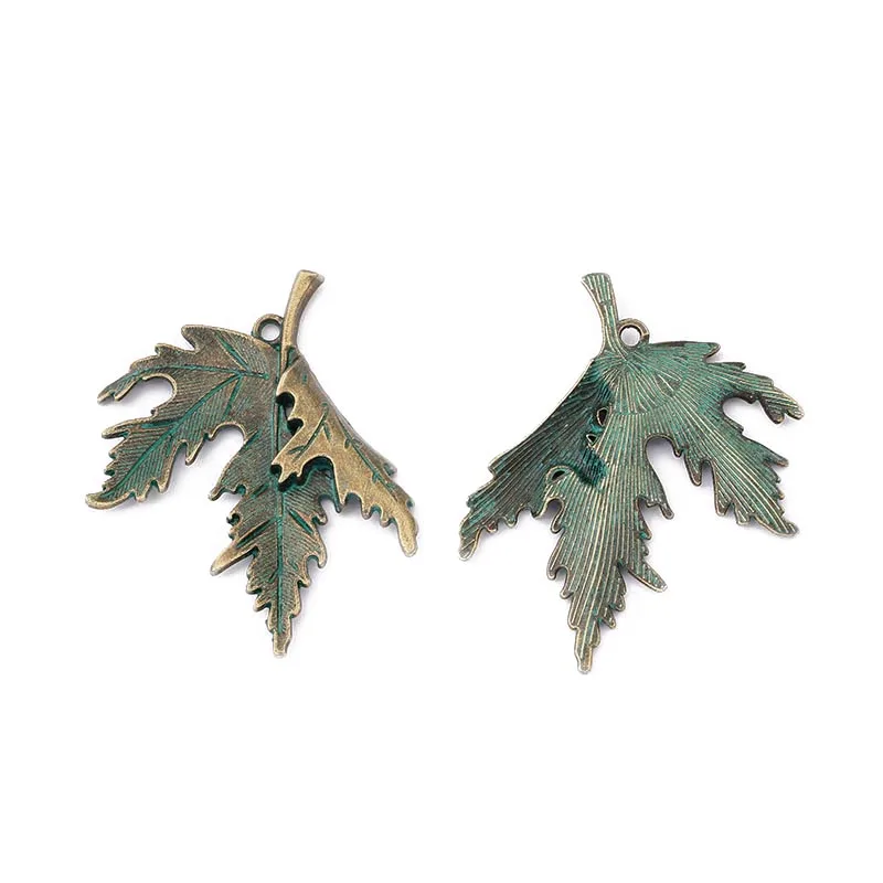 10PCS DIY Necklace Jewelry Finding Makings Verdigris Patina /Ancient Greek Bronze Pot Weed Leaf Maple Charms Pendants | Украшения и