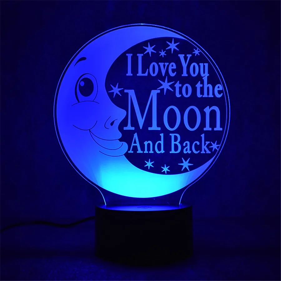 

3D Moon Creative LED Acrylic Plate Lights USB Table Lamp Colorful Indoor Decoration Novelty Night light