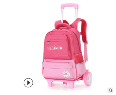 large wheels red Детские Сумки на колесиках, Детский рюкзак на колесиках для девочек, детская школьная сумка на колесиках, дорожная сумка на колесиках, школьный рюкзак, сумка для детей - Цвет: large wheels red