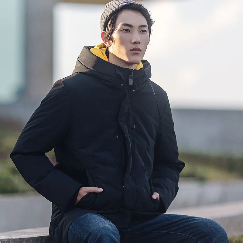 Xiaomi 90 очков зимнее пальто бесшовные стерео заполнения вниз длинная секционированная куртка для мужчин