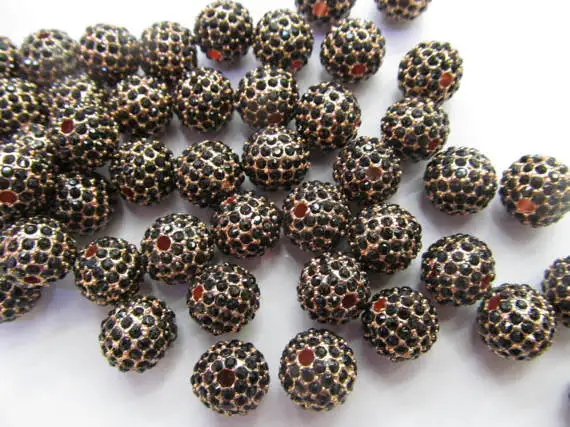 Wholesale 100pcs 6-14mm Bling Micro Pave Crystal craft Ball beads Hematite Black AB mystic Findings Round charm | Украшения и