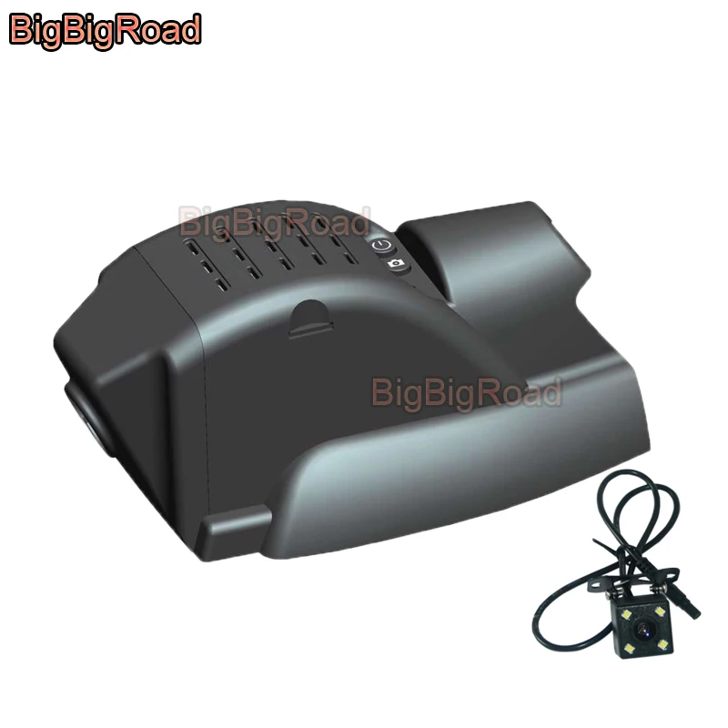 Black Dual Cameras BigBigRoad для Ford Ecosport Everest Focus 2 3 Mondeo Endeavour 2013- автомобильный wifi видеорегистратор - Название цвета: Black Dual Cameras