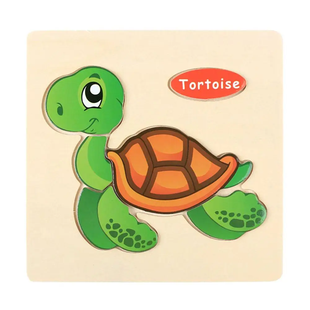 turtle 1 шт. детские игрушки Мультяшные 3D детские игрушки-головоломки животные деревянные головоломки детские развивающие игрушки для детей подарок - Цвет: turtle