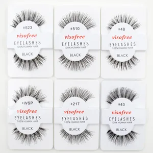 1230 пар ресниц Visofree Мягкие Накладные человеческие волосы ресницы клейкие Гламурные Накладные ресницы макияж роскошные человеческие волосы Накладные ресницы
