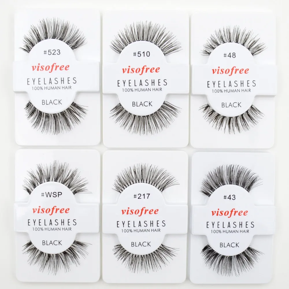 12 пар ресниц Visofree Мягкие Накладные человеческие волосы ресницы клейкие