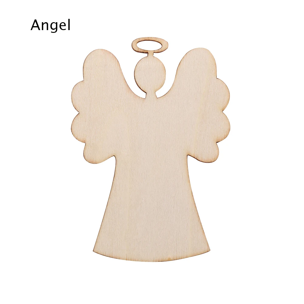 Angel 10 шт./упак. "сделай сам" Рождественская елка Висячие полоски для карт с рисунком рождественской елки Снеговик Ангел Форма деревянные украшения фестиваля подвесное украшение - Цвет: Angel