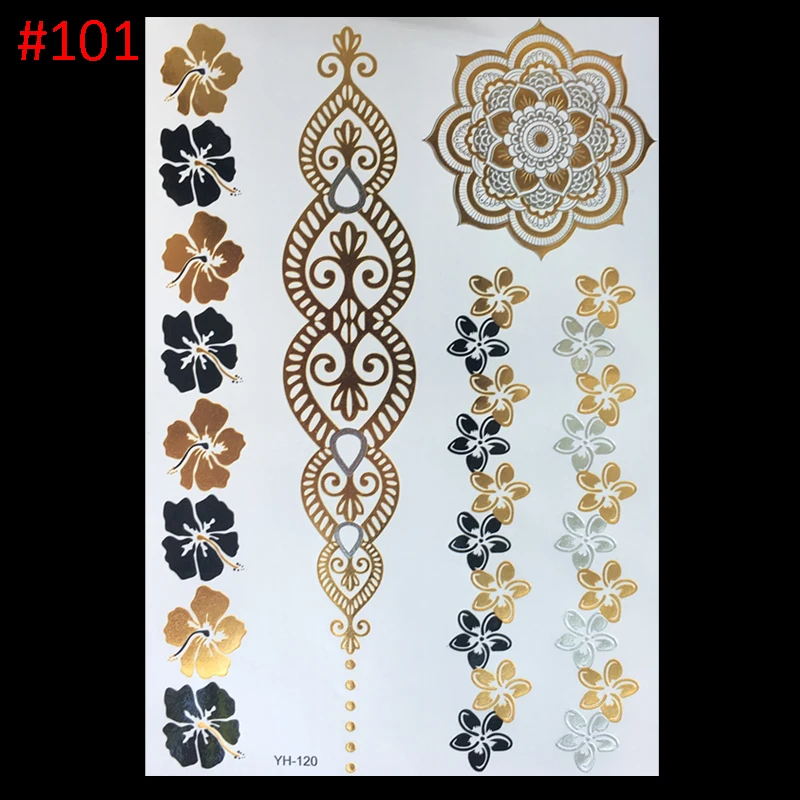 Женская Золотая татуировка Временные татуировки флэш рука тело искусство стикер