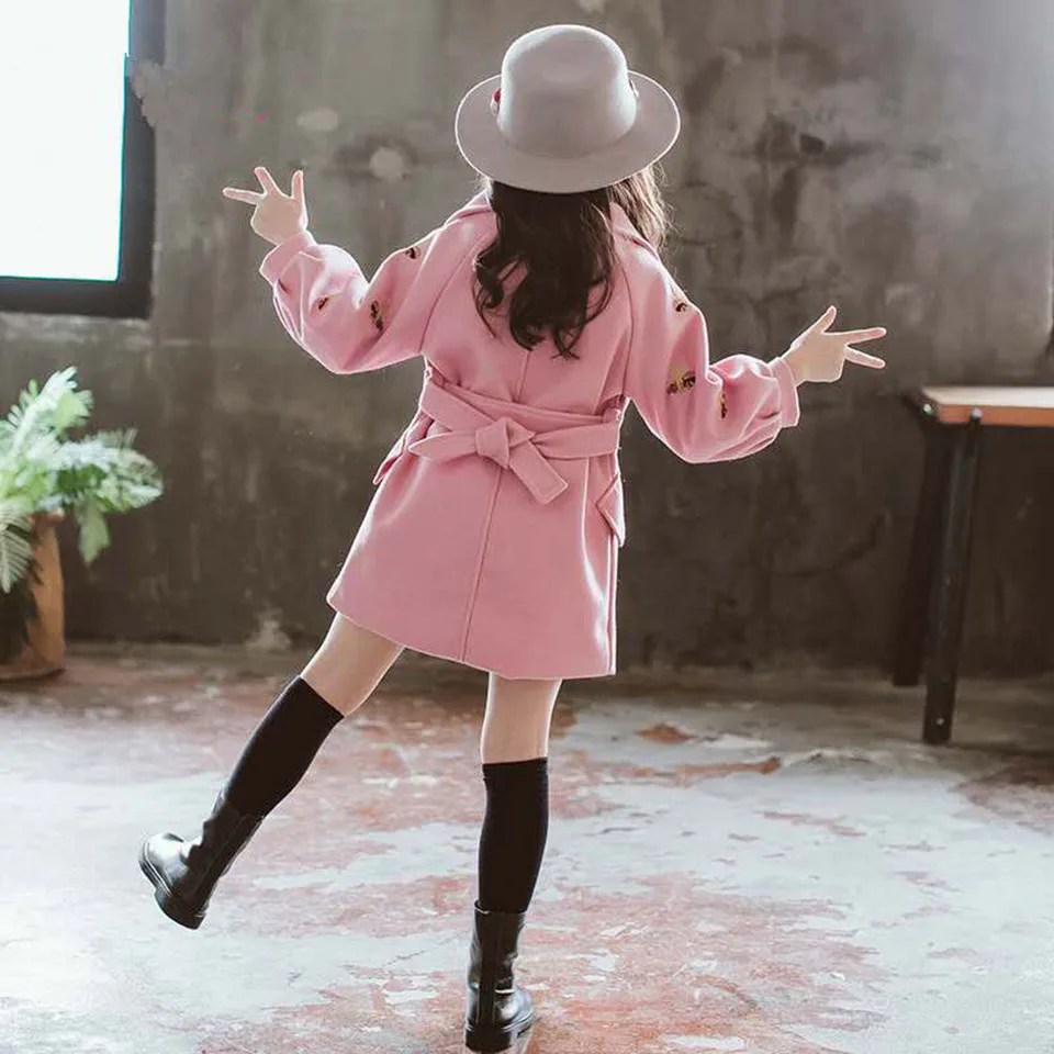 2018 Новое рождественское детское шерстяное пальто для девочек утепленная теплая