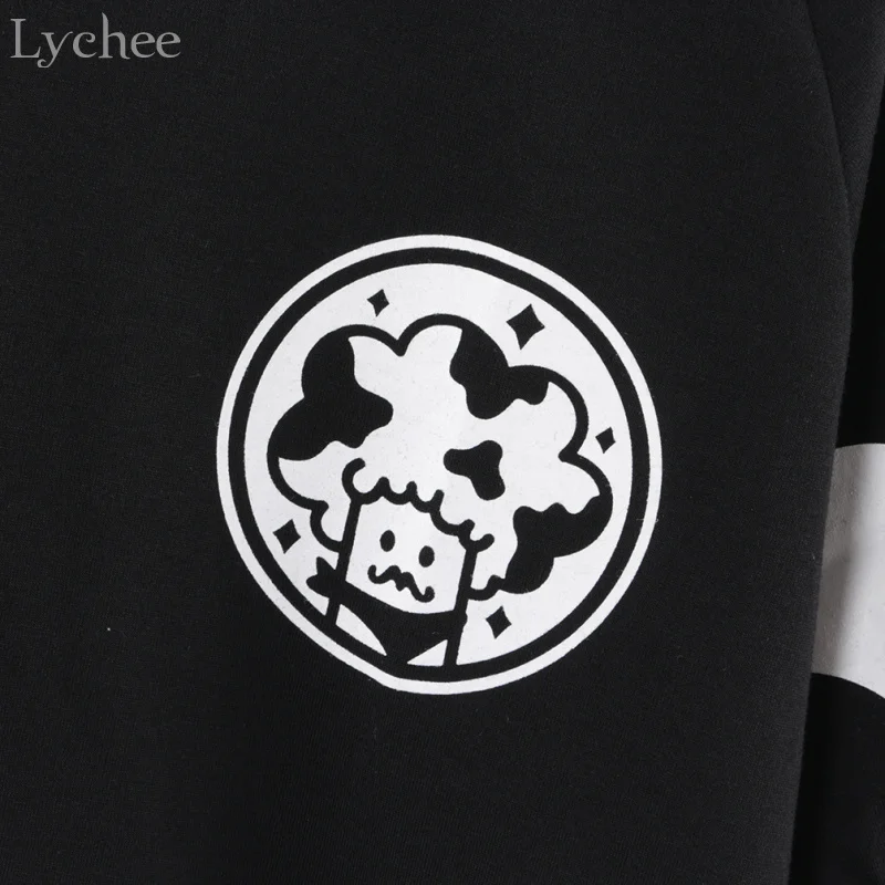 Lychee летняя женская футболка с принтом коровы черный белый цвет Kawaii Милая