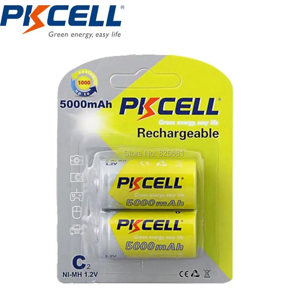 Большой аккумулятор PKCELL C 5000 мА · ч 1 2 В перезаряжаемый NIMH 6 шт. 3 блистерных