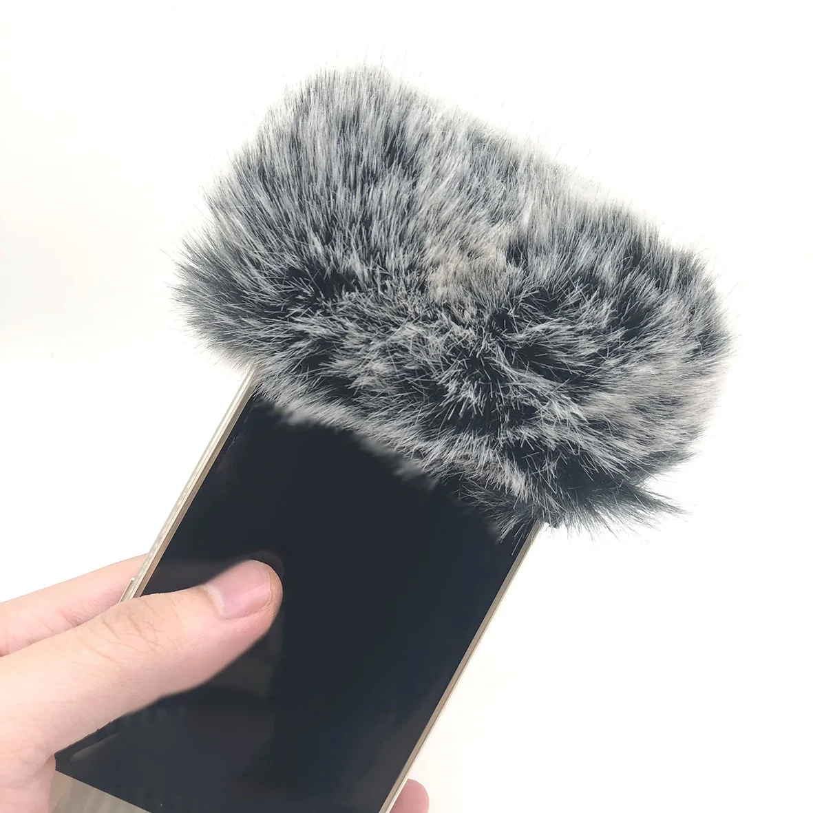 Уличный искусственный поп фильтр меховой ветер телефонный микрофон Запись звука