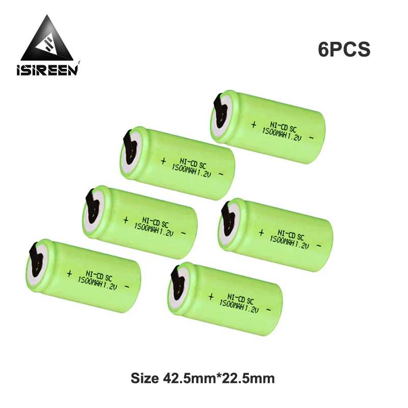 6PCS Электрическая аккумуляторная батарея, ячейка 1500mAh 1,2 V SC Ni-CD DIY Блок питания аккумуляторные батареи Subc Ni аккумулятор CD игрушечный фонарик - Цвет: 6PCS