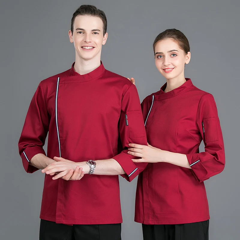 coat2 Для мужчин и женщин Ресторан кулинарные куртки отель шеф-повара Кухня Униформа с длинным рукавом Парикмахерская кафе суши рабочая одежда официанта одежда - Цвет: coat2