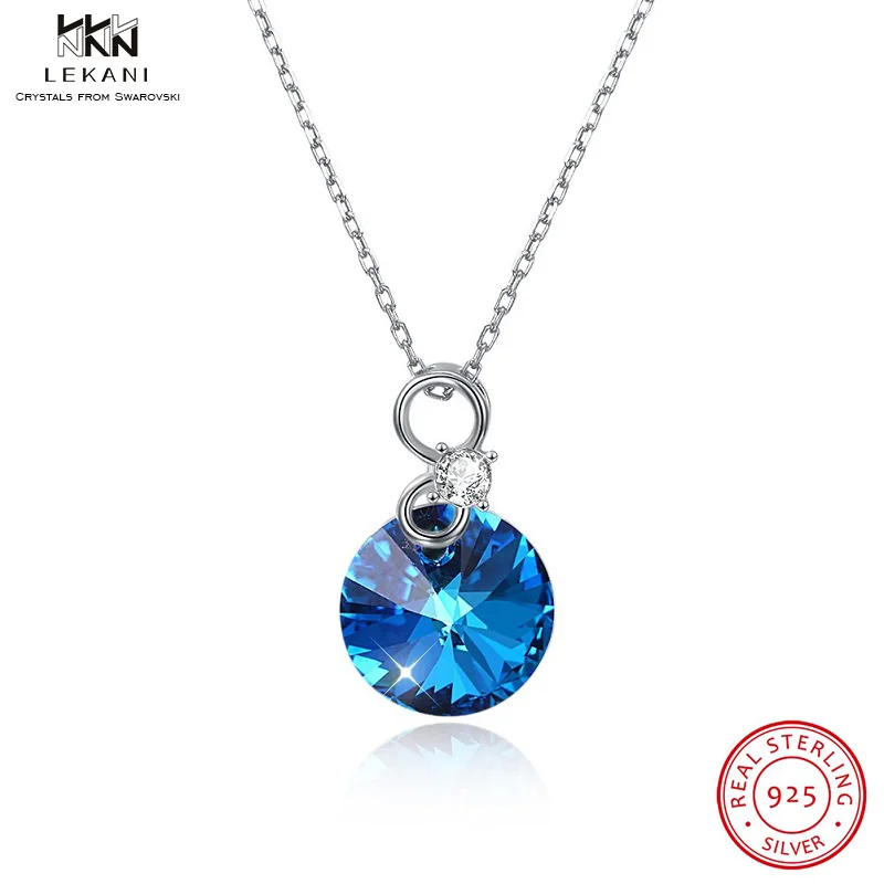 Женское Ожерелье с кристаллами Swarovski LEKANI белое розовое голубое круглое ожерелье