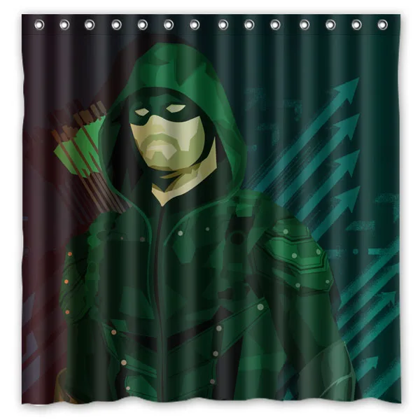 Green Arrow Waterproof Shower Curtain Home Bathroom Curtains with 12 Hooks Polyester Fabric Bath | Дом и сад